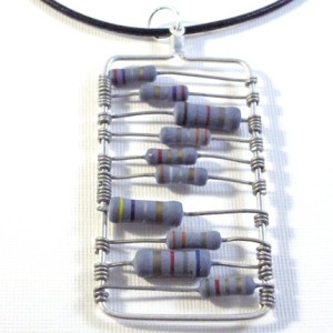 upcycled computer parts necklace