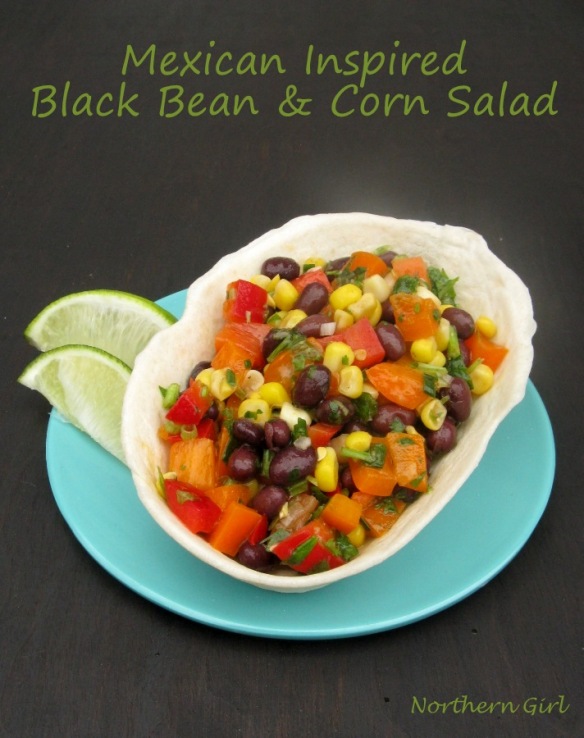Mexican Inspired Black Bean and Corn Salad with Cilantro and Lime Vinaigrette